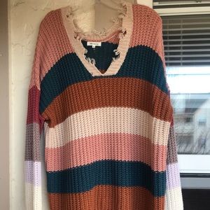 Miracle Striped Distressed Sweater